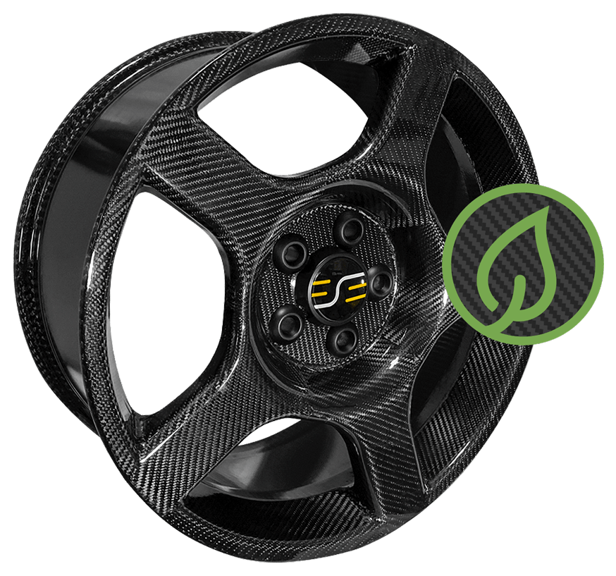 a carbon fiber wheel from a side angle